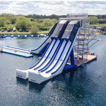 UK’s largest water slide delivered to Cliff Lakes – all went smoothly
